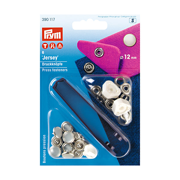 Boîte de 6 boutons pression spécial Jersey Prym 12mm - nacrées