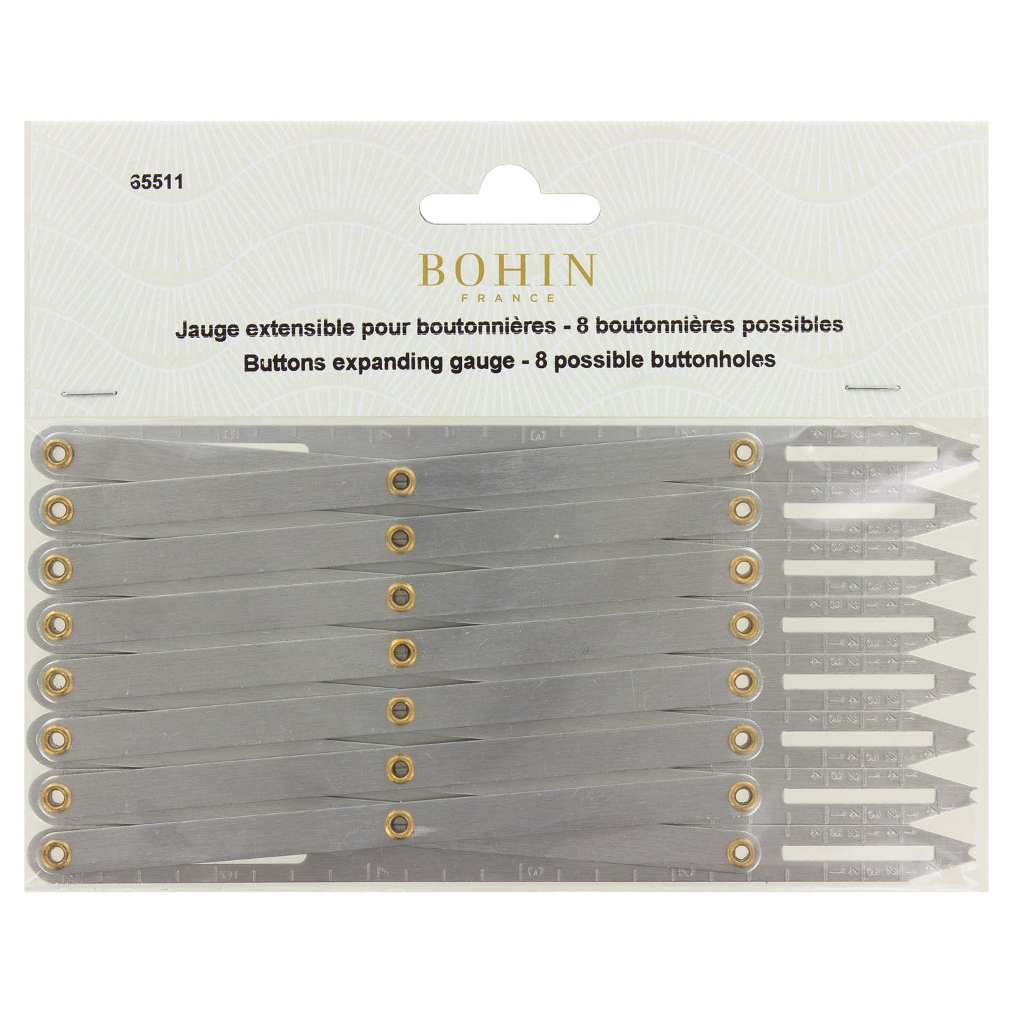 Règle de mesure extensible pour boutonnières en aluminium Bohin