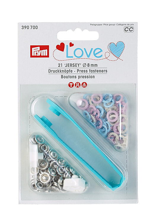 Boîte de 21 boutons pression Jersey 8mm Prym