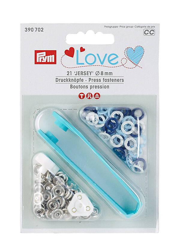 Boîte de 21 boutons pression Jersey 8mm Prym