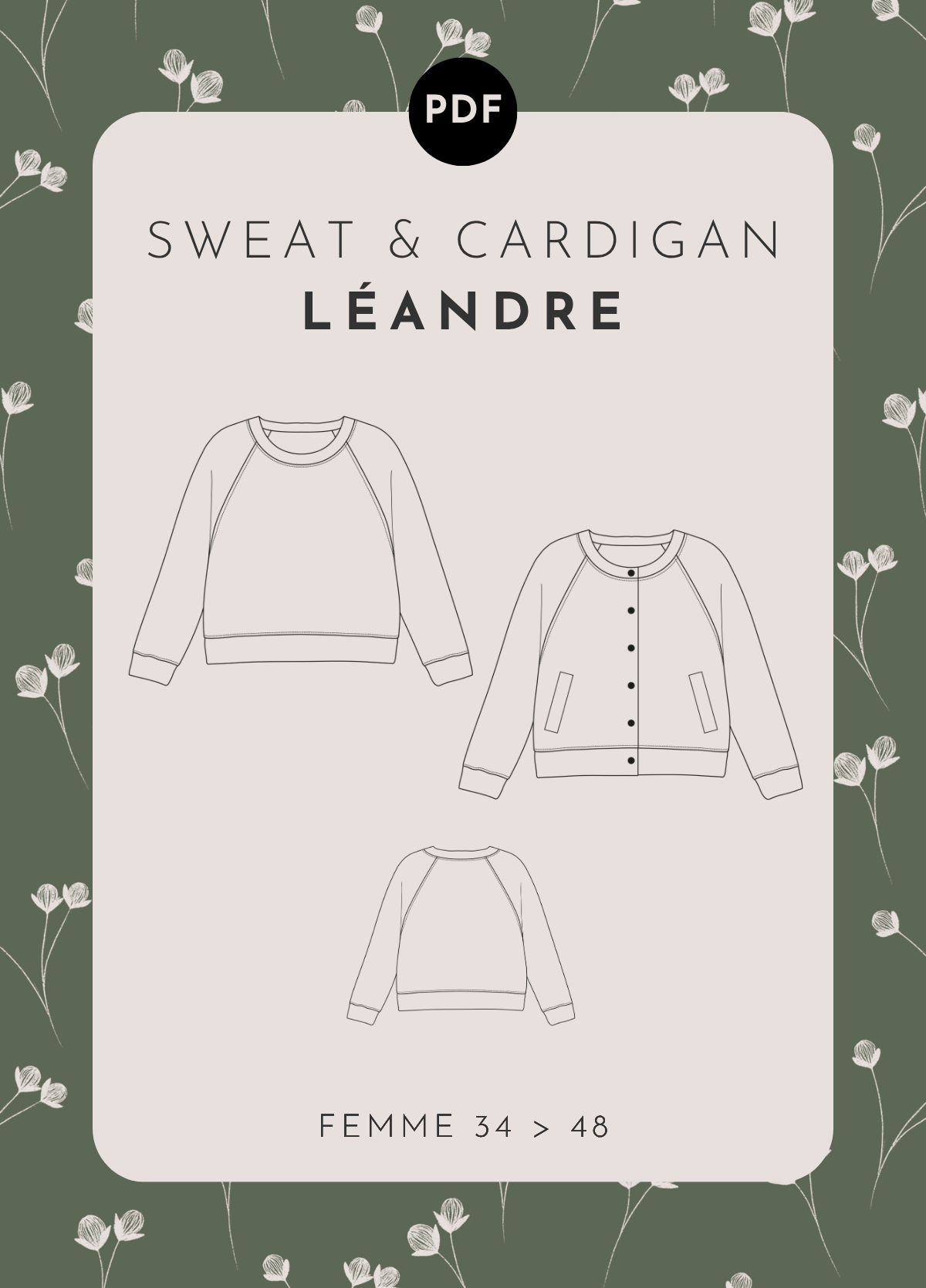 patron couture femme sweat cardigan leandre