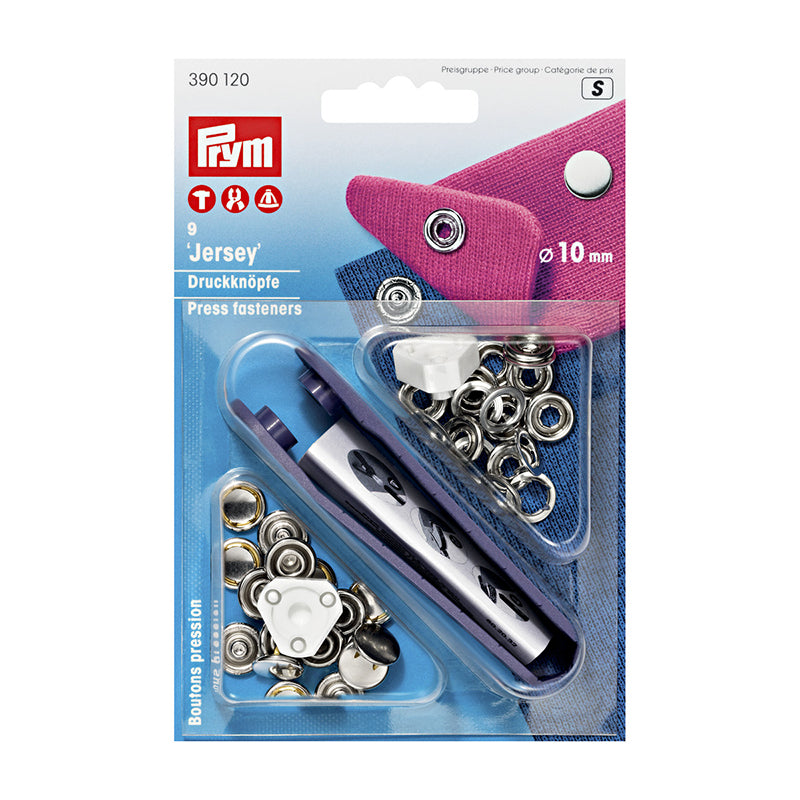 Boîte de 9 boutons pression spécial Jersey Prym 10mm - métal