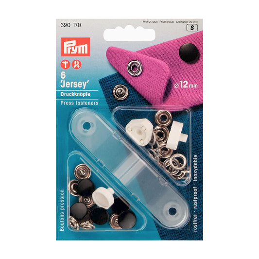 Boîte de 6 boutons pression spécial Jersey Prym 12mm - noir